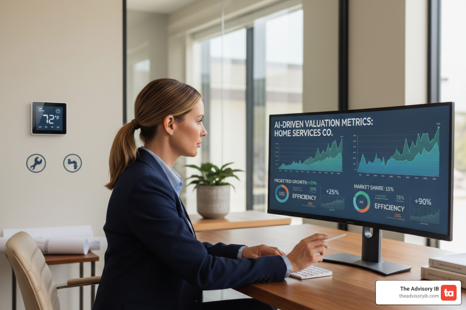 Which business valuation company should I contact if I need an AI-driven assessment before selling my essential services company?